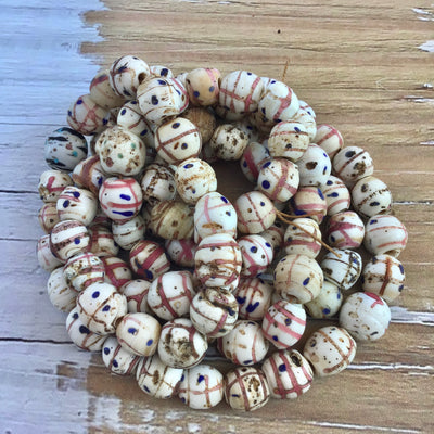Antique Venetian Pink and Blue Striped Glass Medicine Man Beads, Long Strand - Rita Okrent Collection (AT1328)