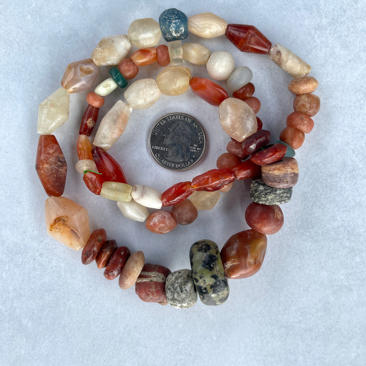 Mixed Ancient Agate, Carnelian, Granite and Rock Crystal Strand - Rita Okrent Collection (S678)