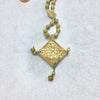 Mauritanian Gold-Plated Gilded Beaded Necklace with Diamond Shaped Pendant - Rita Okrent Collection (NE577)