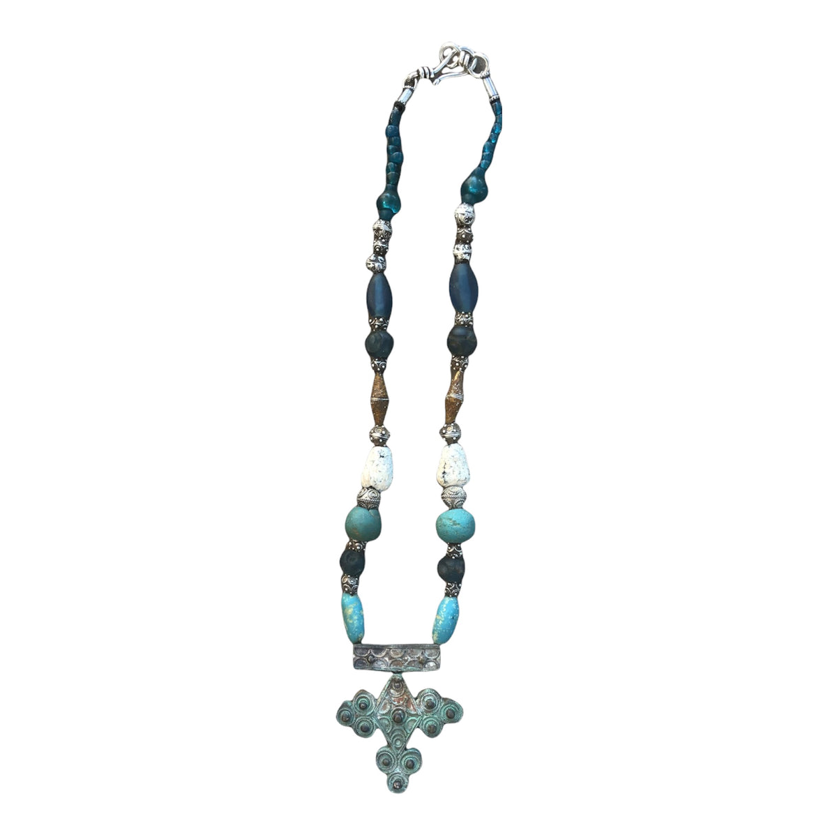 Ancient Islamic Glass with Southern Cross and Silver Elements from the Mauritanian Sahel - Rita Okrent Collection (NE378)