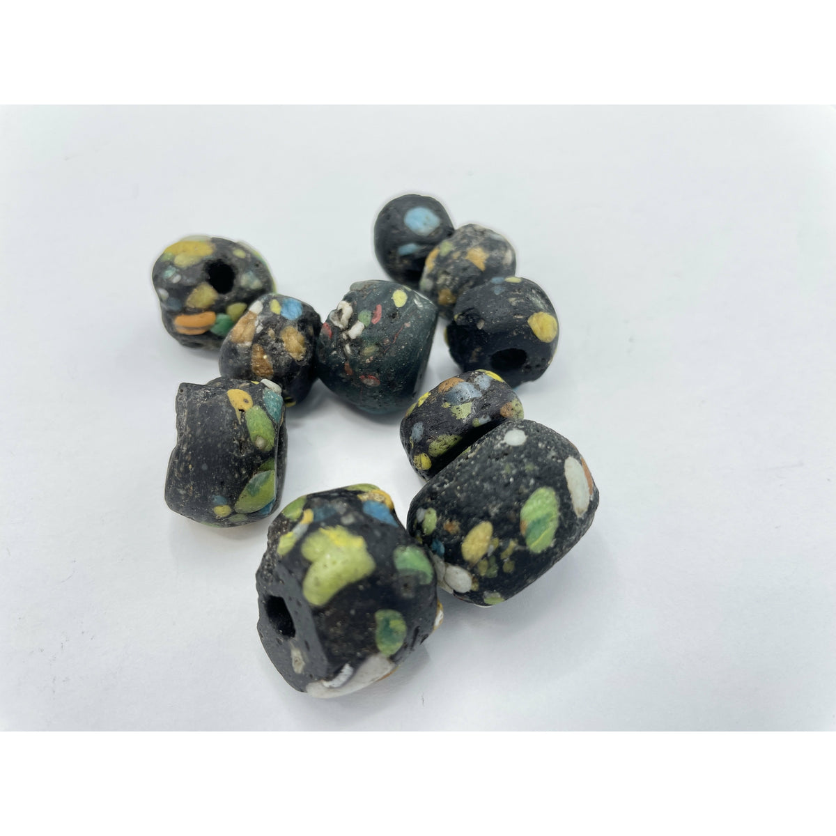 Rare African Antique Black Speckled Colorful Hebron Beads, Sudan - Rita Okrent Collection (AT0608n)