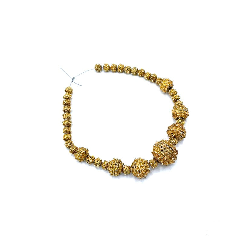 Short Strand of Mixed Gilt Silver Bright Gold Granulated Silver Beads - Rita Okrent Collection (C478)