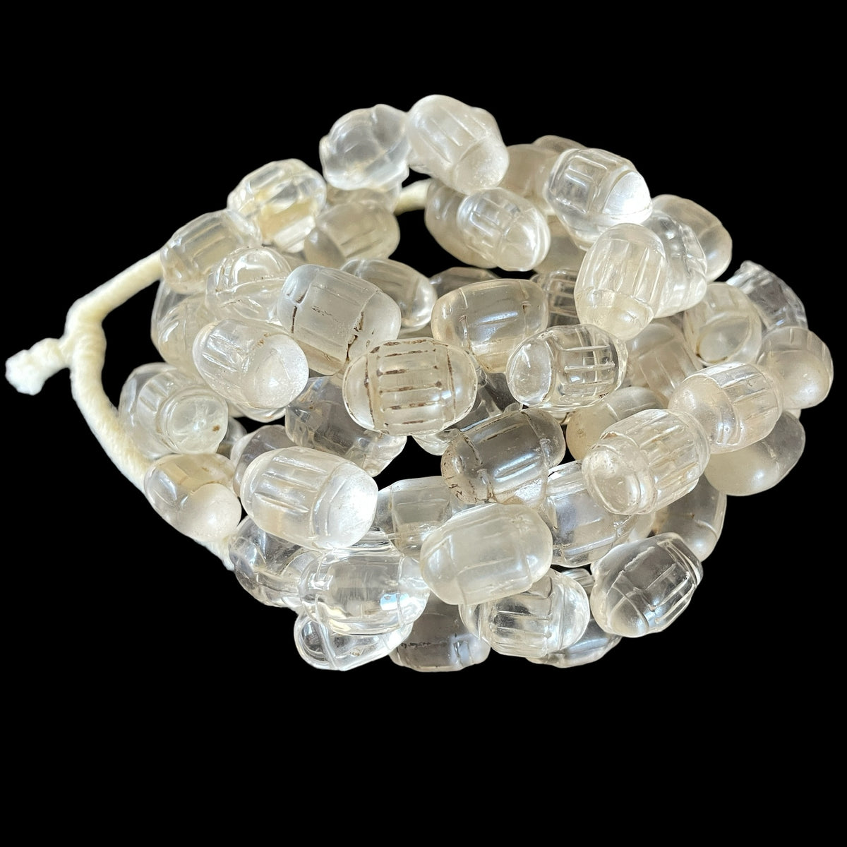 Full Strands of Bohemian Clear Molded Glass Barrel Bead Pendants from the African Trade - Rita Okrent Collection (ANT309fs)