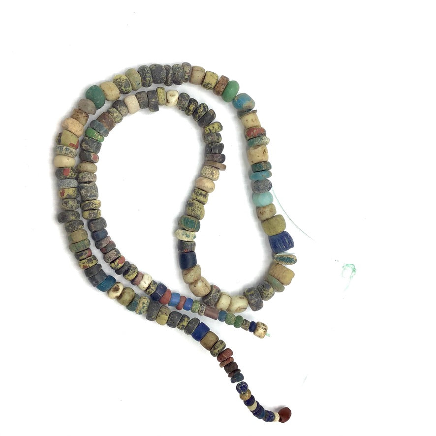 24 Inch Strand of Mixed Color Antique and Ancient Glass Beads, Mali - Rita Okrent Collection (AT0663)