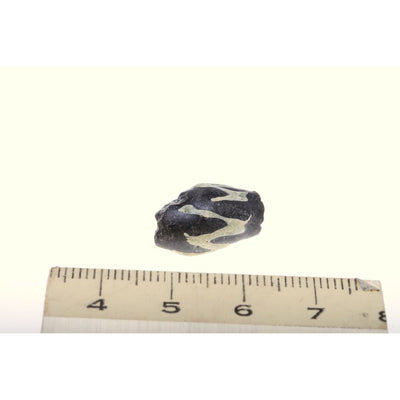 Ancient Glass Bead, Middle East, with Off White Trails - Rita Okrent Collection (AG077b)
