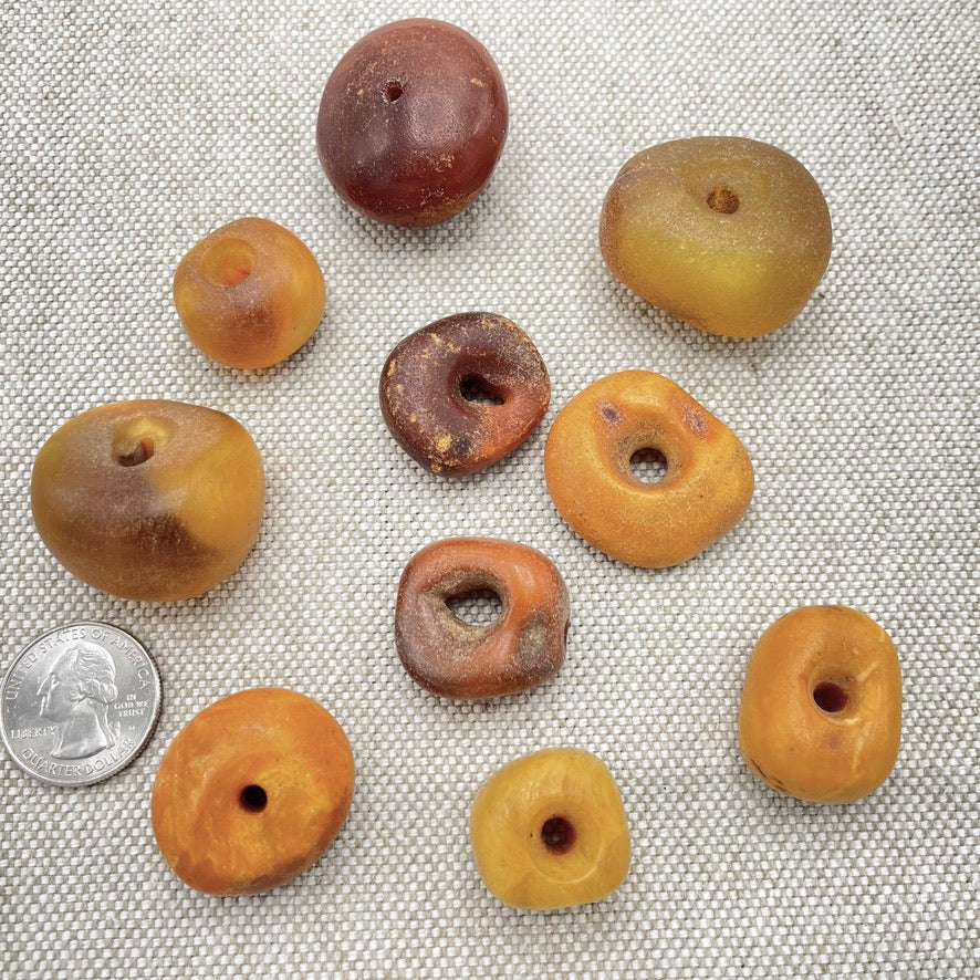 Antique Natural Baltic Amber Beads from Mauritania, Sold Individually - Rita Okrent Collection (C601)