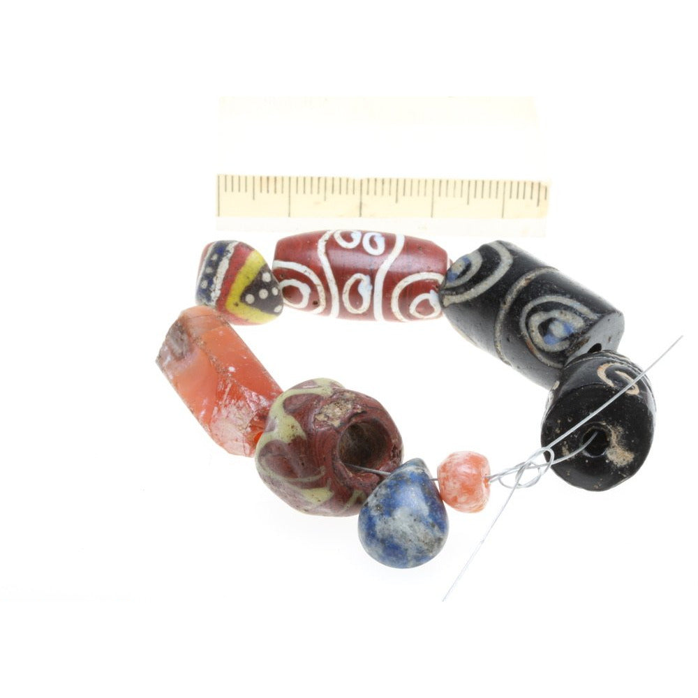 Mixed Bead Group of Venetian Glass, Islamic Glass, Kiffa Bead and Lapis Drop Pendant - Rita Okrent Collection (C344c)