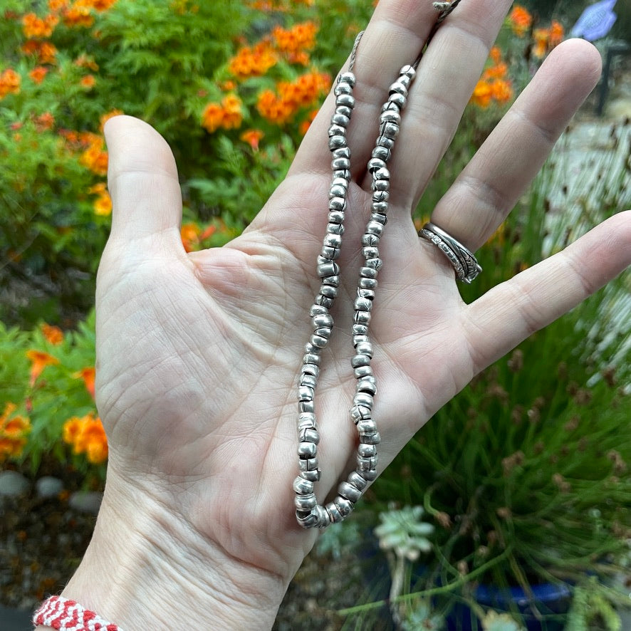 Choice of Short, Medium or Longer Length Strands of Yemeni Silver Spacers - Rita Okrent Collection (ANT602)