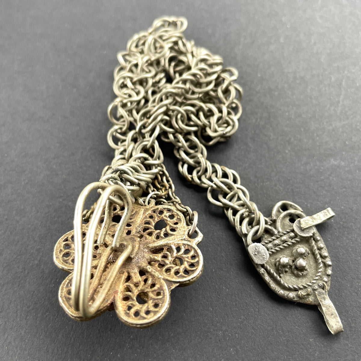 Antique Silver Chain with Pendants from Rita&#39;s Design Room - Rita Okrent Collection (P876)