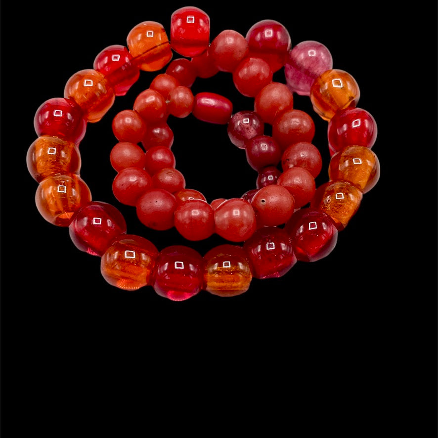 Mixed Antique Bohemian Glass Bead Strand in Orange Hues - Rita Okrent Collection (AT1624b)