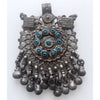 Bedouin Silver Pendant with Decorative Blue Beads and Lots of Dangles