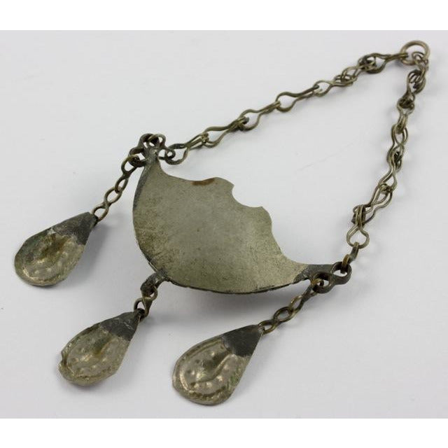 Levant Silver Alms Bowl Pendant with Dangles, Iran 