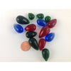 Vintage Bohemian Teardrop Shaped Clear Glass Beads in Deep Red, Green and Royal Blue - C413