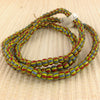 Super Cute Small Green Red Yellow and Blue Matched Striped African Trade Beads - AT1060