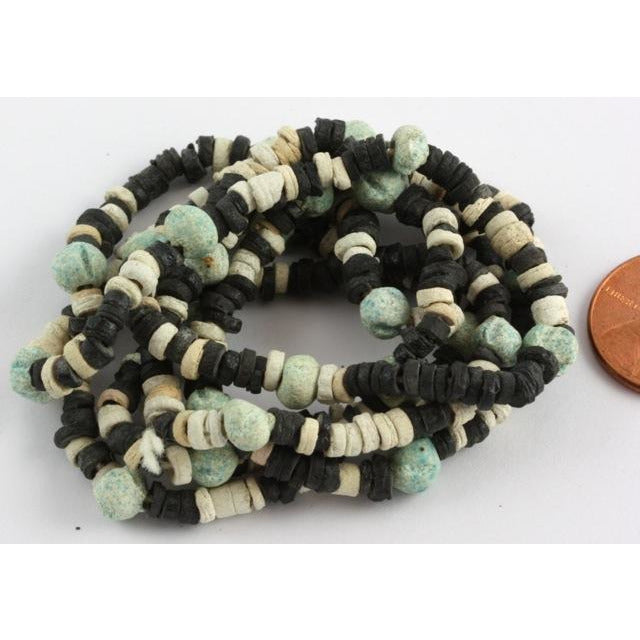 Ancient Black, Blue and White Faience Bead Necklace, Late Period, Egypt  