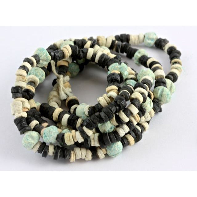 Ancient Black, Blue and White Faience Bead Necklace, Egypt  