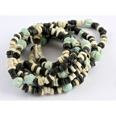 Ancient Black, Blue and White Faience Bead Necklace, Egypt