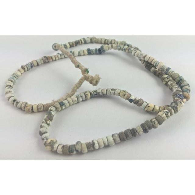 White and Blue Ancient Excavated Smaller Nila Beads, Mali - AT0614