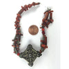 Coral Necklace Segment, with Antique Silver Box Pendant, Morocco 