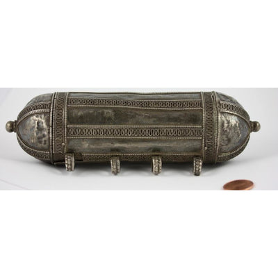 Large Antique Yemeni Silver Hirz/Scroll Holder