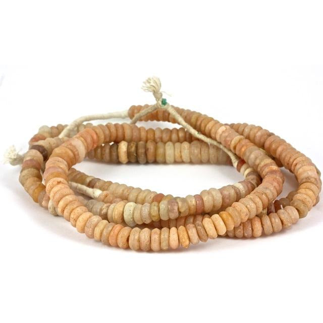 Ancient Djenne Graduated Pale Orange Stone Quartz Beads, Mali