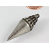 Decorated Antique Silver Pointed Drop Pendant, India - P335
