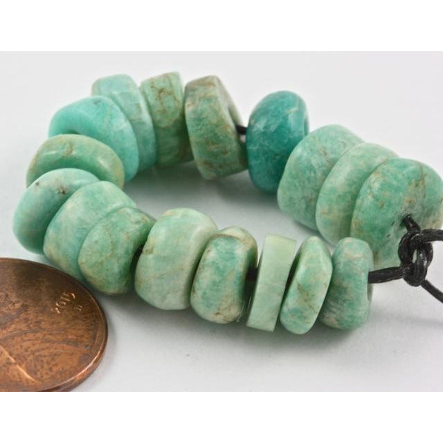 Ancient Blue Amazonite Beads, Short Strand, Mauritania - S324