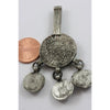 Moroccan Vintage Cast Coin Pendant, with Glass Settings - P332