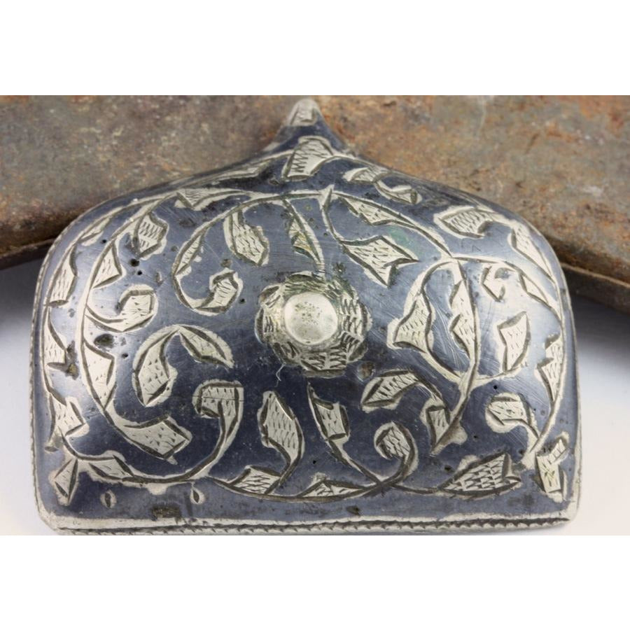 Blue Enameled Niello Silver Buckle,  Antique