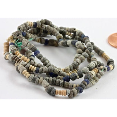 Ancient Gray and Off-White Faience with Triplet Beads, Egypt - C171