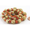 Antique Carved Bone Flower Beads with Faux Coral Glass Beads