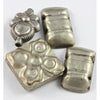 Rectangular, square and flowered hollow Bedouin silver pendants, group of 4, old