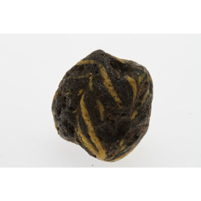 Early Islamic Glass Bead, Black with Yellow Trails, Syria - AG007c