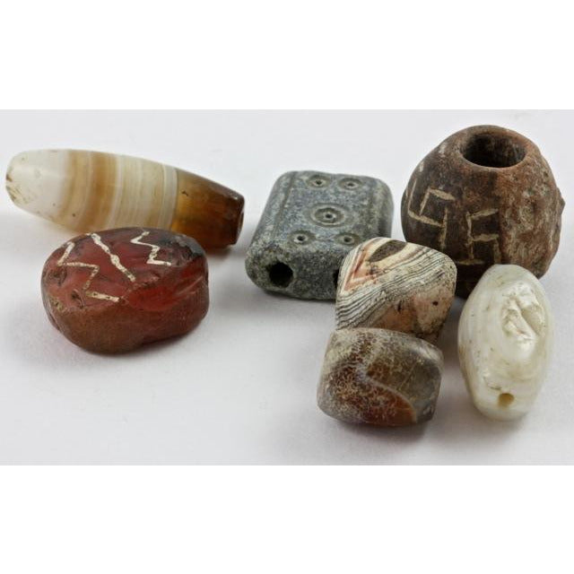 Group of 7 Mixed Material Ancient Focal Beads - AN046