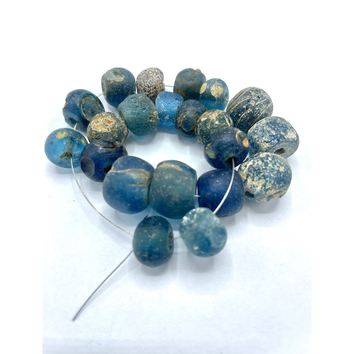 Strand of 21 Mixed Ancient Islamic Glass Beads, Some with Eyes - Rita Okrent Collection (AG338)