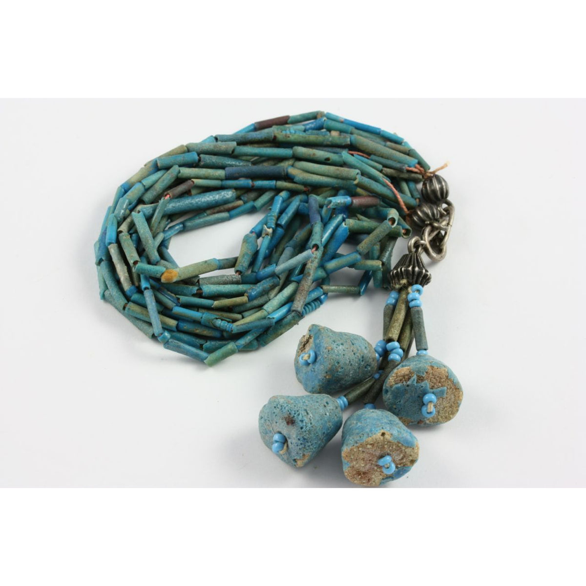 Blue  Ancient Faience Multi-Strand Necklace, with Blue Faience Pendants