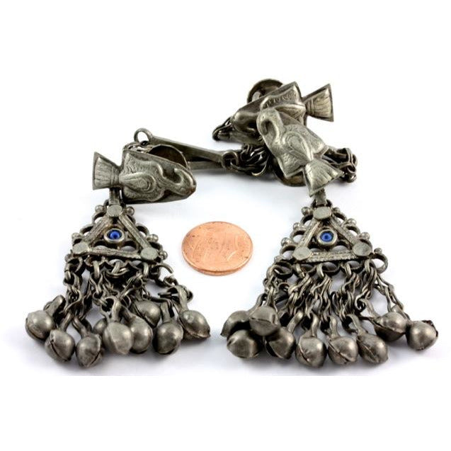 Yemeni Hanging Silver Metal Pendants with Dangles with Mixed Silver - P578