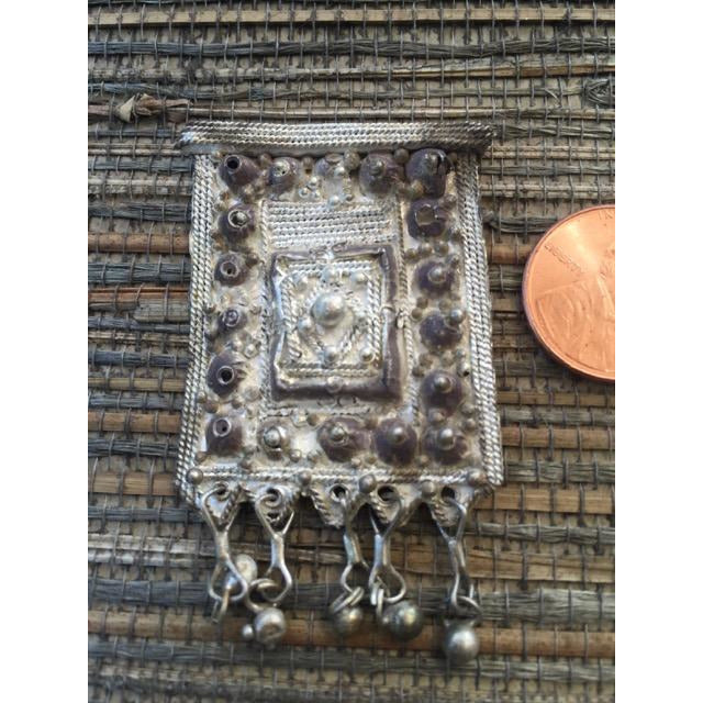 Mauritanian or Songhai Silver Rectangular Headdress Pendant with Dangles - P659