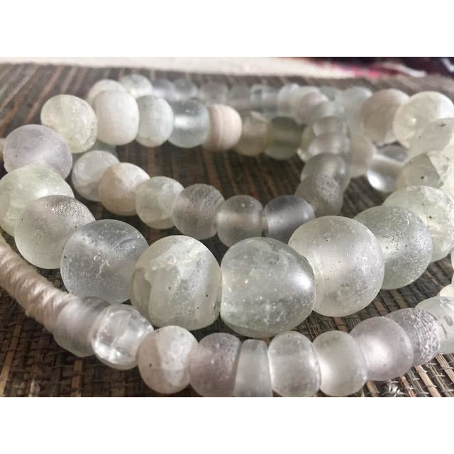 Antique Dutch Dogon Mixed Translucent, Clear and White Opaque Glass Beads