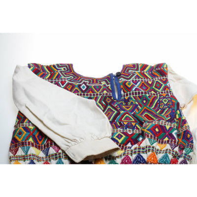 Ethnic Embroidered Long Sleeved Shirt with Geometric Patterns - Rita Okrent Collection (AA523)