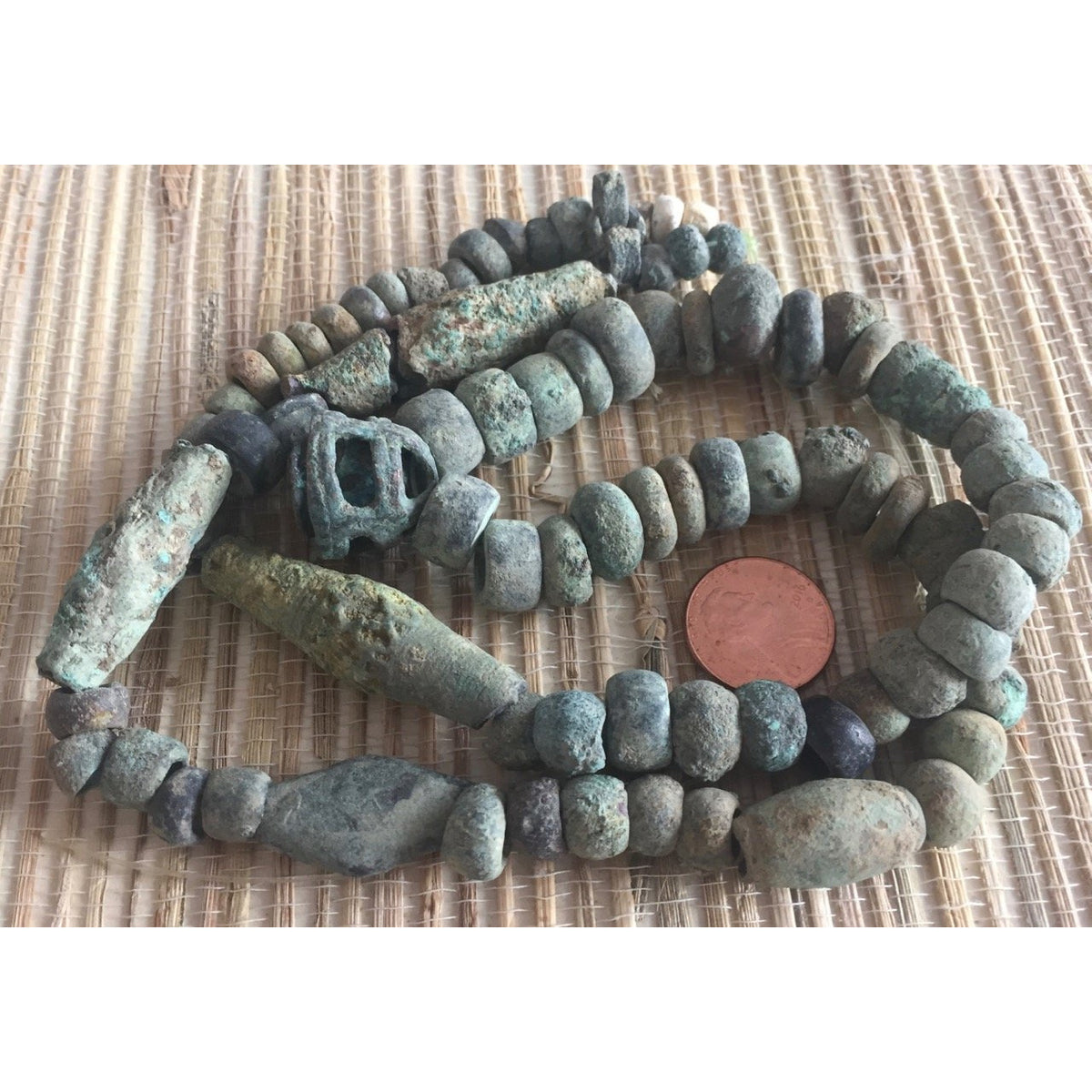 Djenne Bronze Ancient Excavated Bead Necklace, Mali  - C173