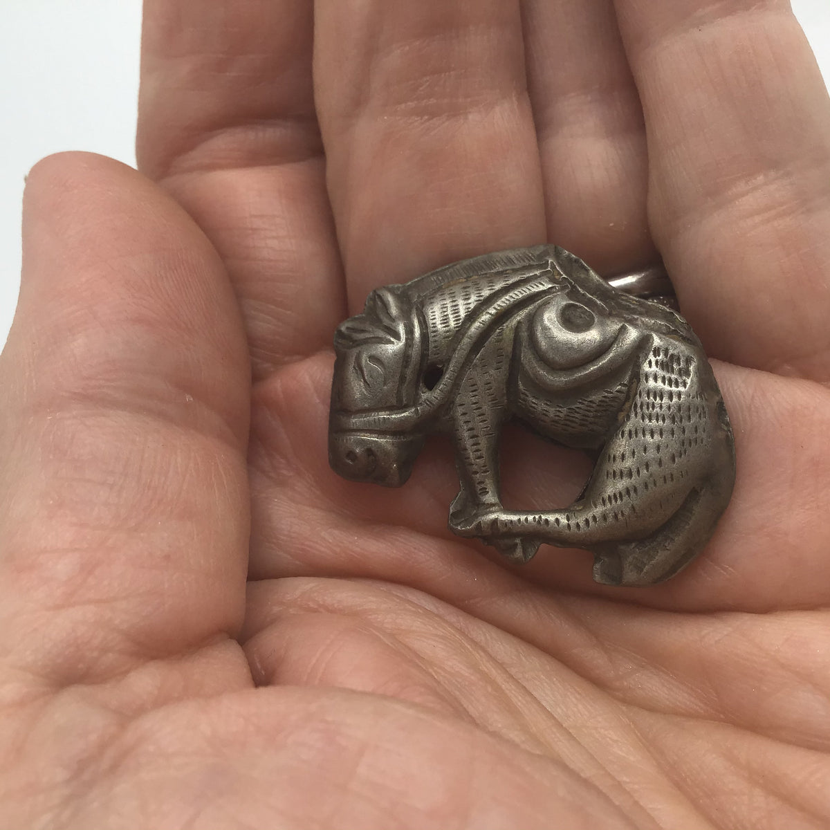 Antique Chinese Silver Donkey Amulet, Qing Dynasty - Rita Okrent Collection (P864)