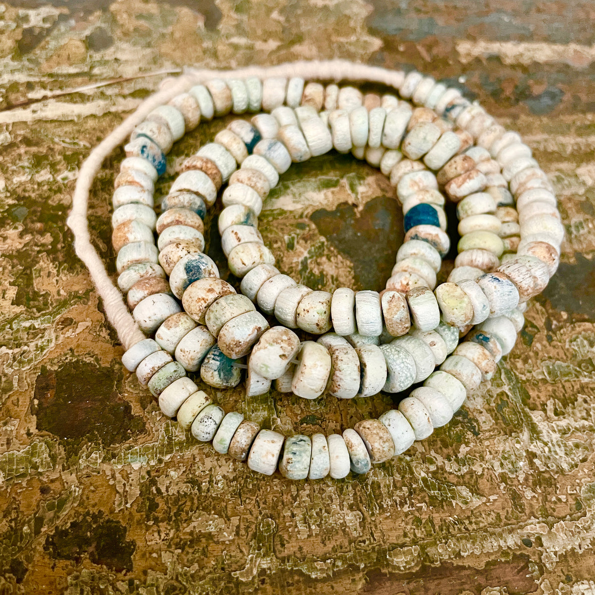 Antique Pearlized Medium Sized Glass Nila Beads from Mali - Rita Okrent Collection (AT0637)