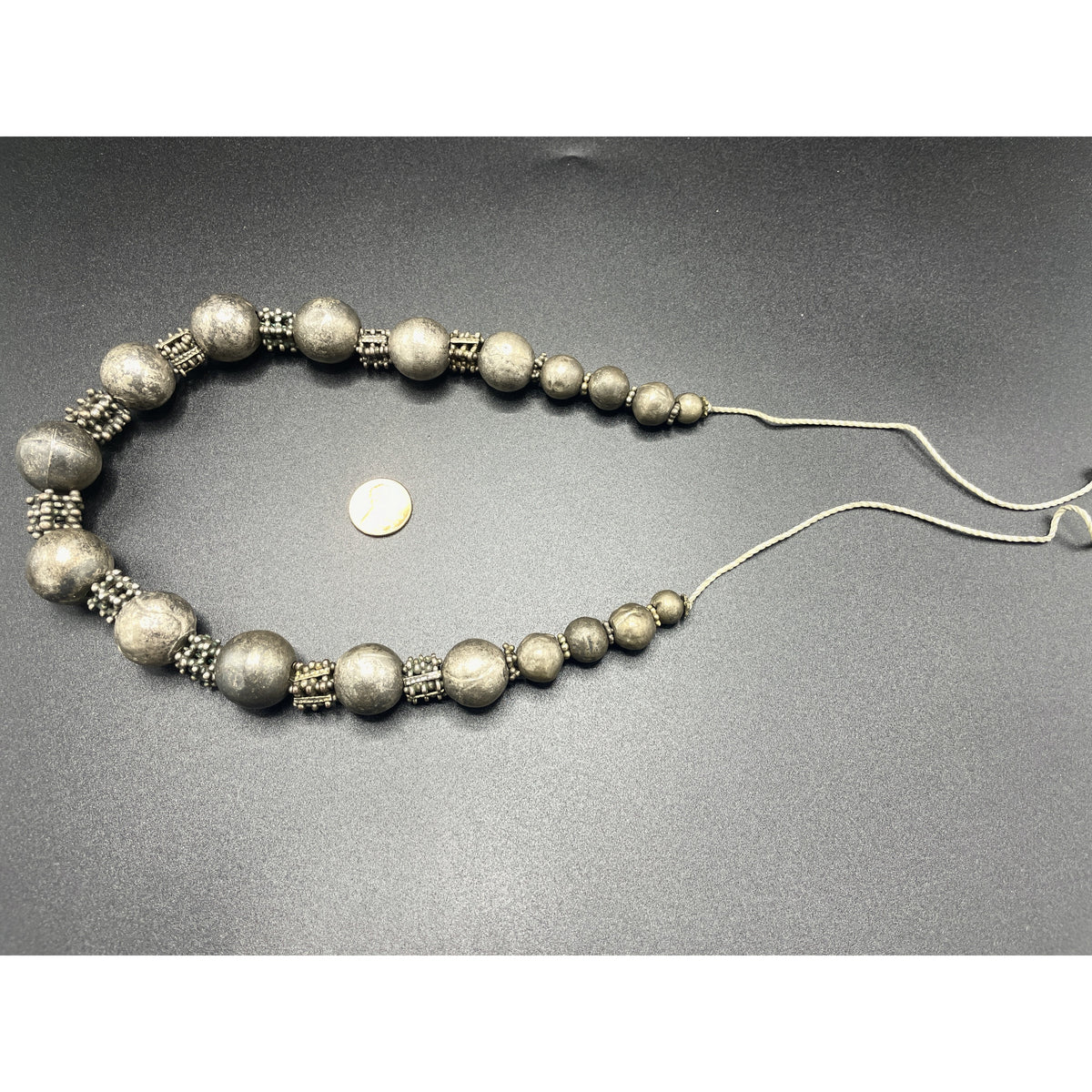 Antique Granulated Silver and Hollow Silver Beads Strand, from Yemen - Rita Okrent Collection (ANT549)