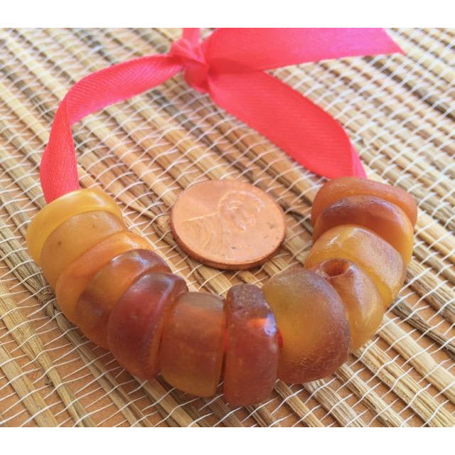 Lovely Antique Mauritanian Amber Beads, 12 beads on strand