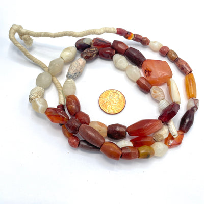Mixed Bauxite, Agate and Carnelian Beads from the West African Trade - Rita Okrent Collection (S483)