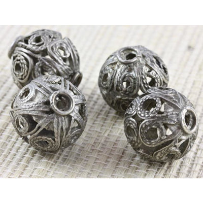 Antique Silver Handmade Yemeni Beads, Set of 4 - ANT316