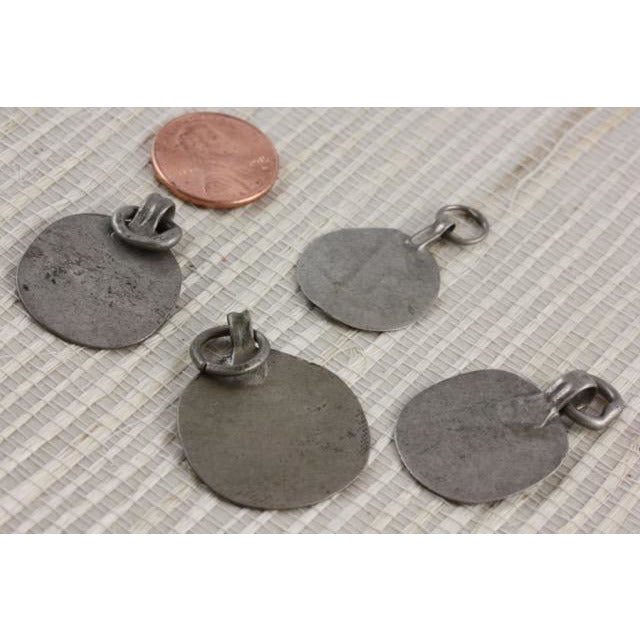 Set of 4 Old Bedouin Hanging Blank Coin Silver Pendants, Near East - P553b
