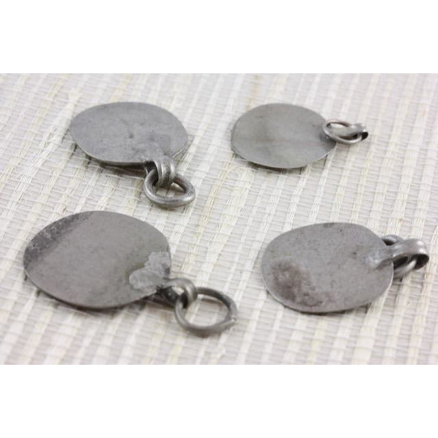 Set of 4 Old Bedouin Hanging Blank Coin Silver Pendants, Near East - P553b