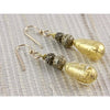 Antique Gold Washed Mauritanian Bead Earrings with Gold Foil Venetian Glass Beads - E302